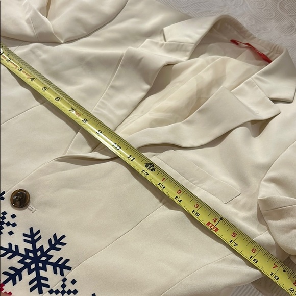 Shinesty Red and Cream Nordic Holiday Pattern Blazer Jacket size 36 - Picture 9 of 12